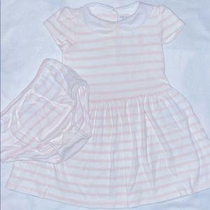 RL Short sleeve pink stripped dress with bloomers